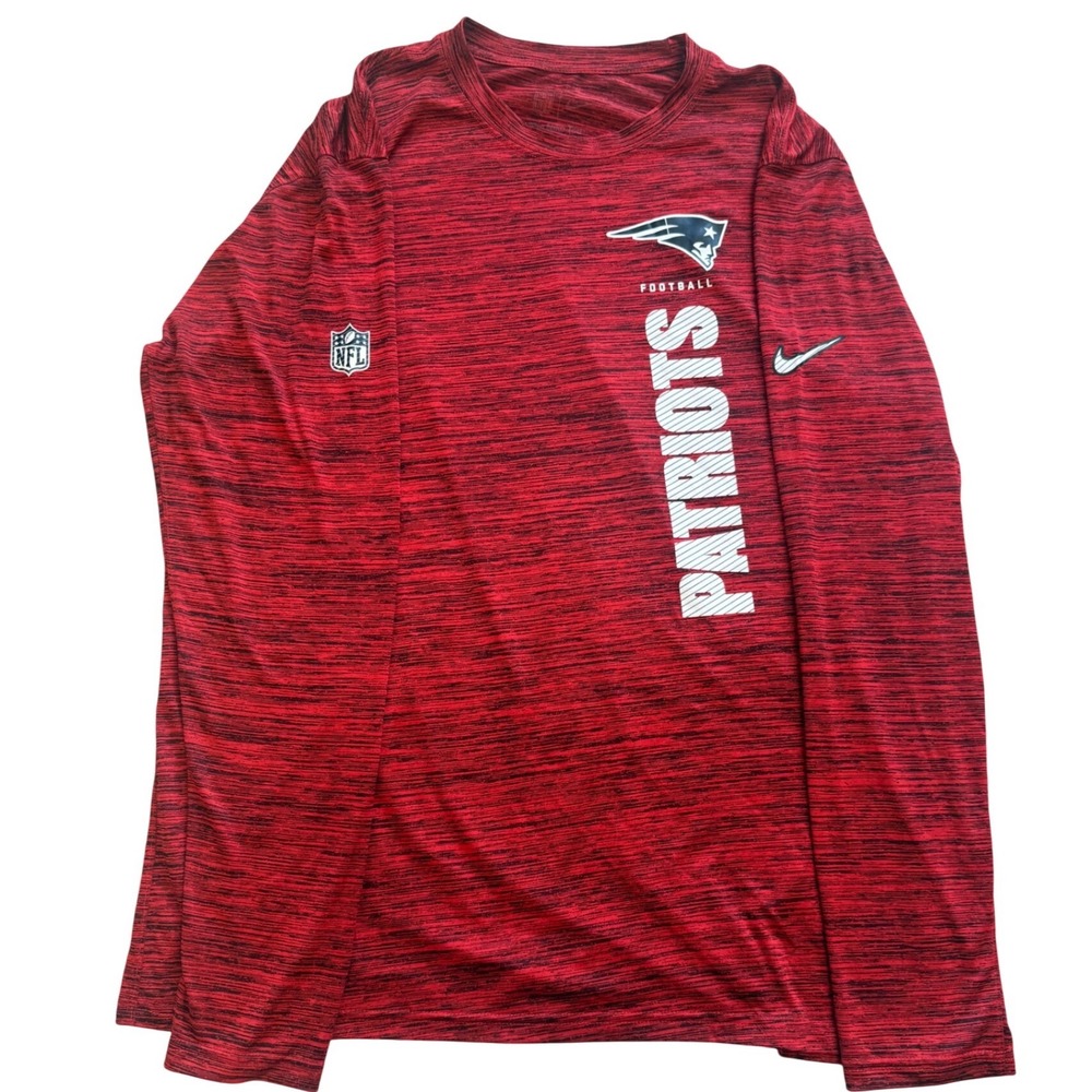 Nike NFL New England Patriots Dri-FIT Long Sleeve Shirt Mens XL Tall Red Black
